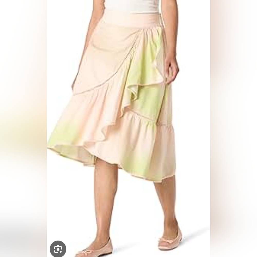 The Drop 3x Women’s Abstract Print Ruffled Midi Skirt with Bobble Trim